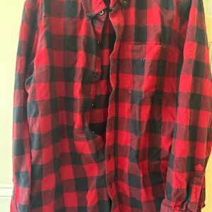 L.L. Bean Red and Black Plaid Casual Shirt